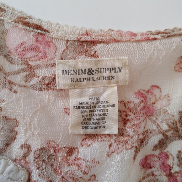 Denim & Supply Ralph Lauren Floral Print Lace Henley Claire Top Size Medium - Picture 15 of 16